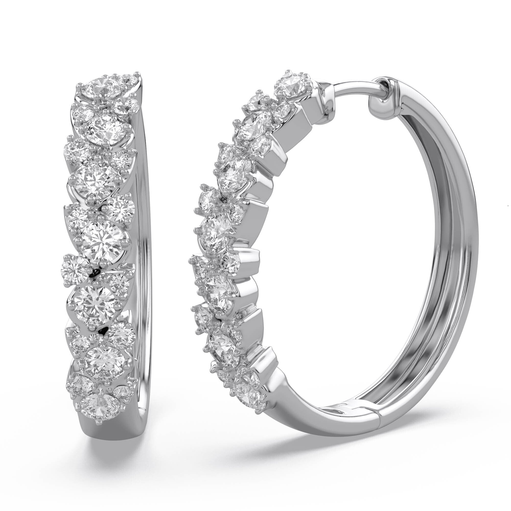 Round Cut Lab Grown Diamond Hoop Earrings
