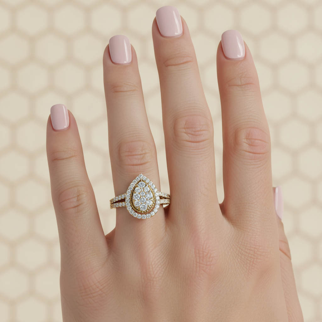 Halo Teardrop Engagement Lab Grown Diamond Ring