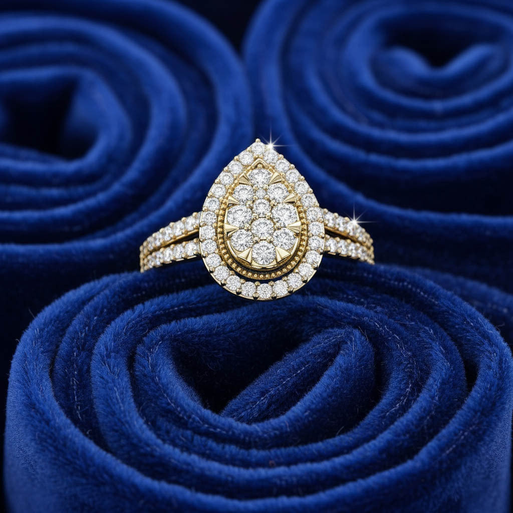 Halo Teardrop Engagement Lab Grown Diamond Ring