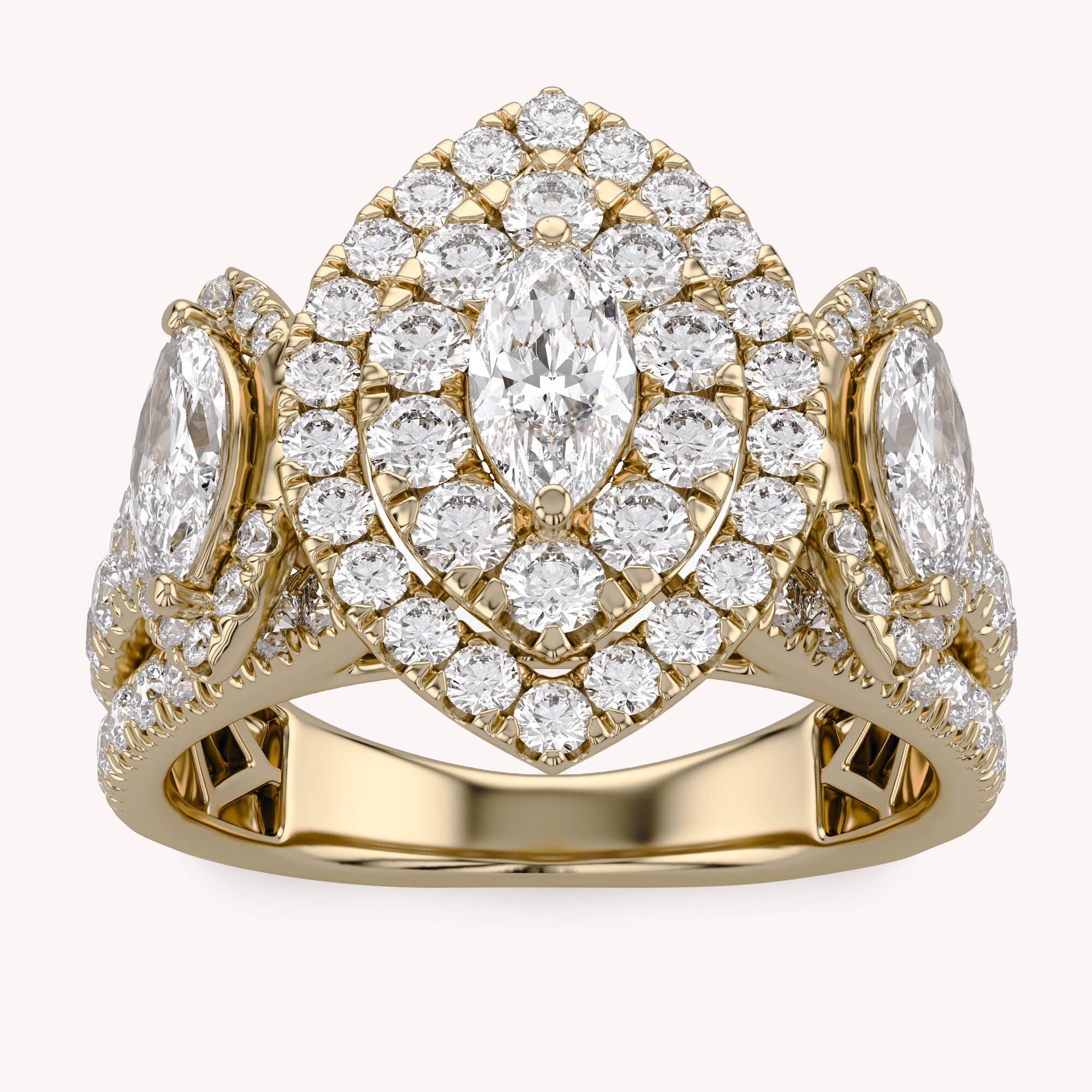 Marquise Cut Halo Engagement Lab Grown Diamond Ring