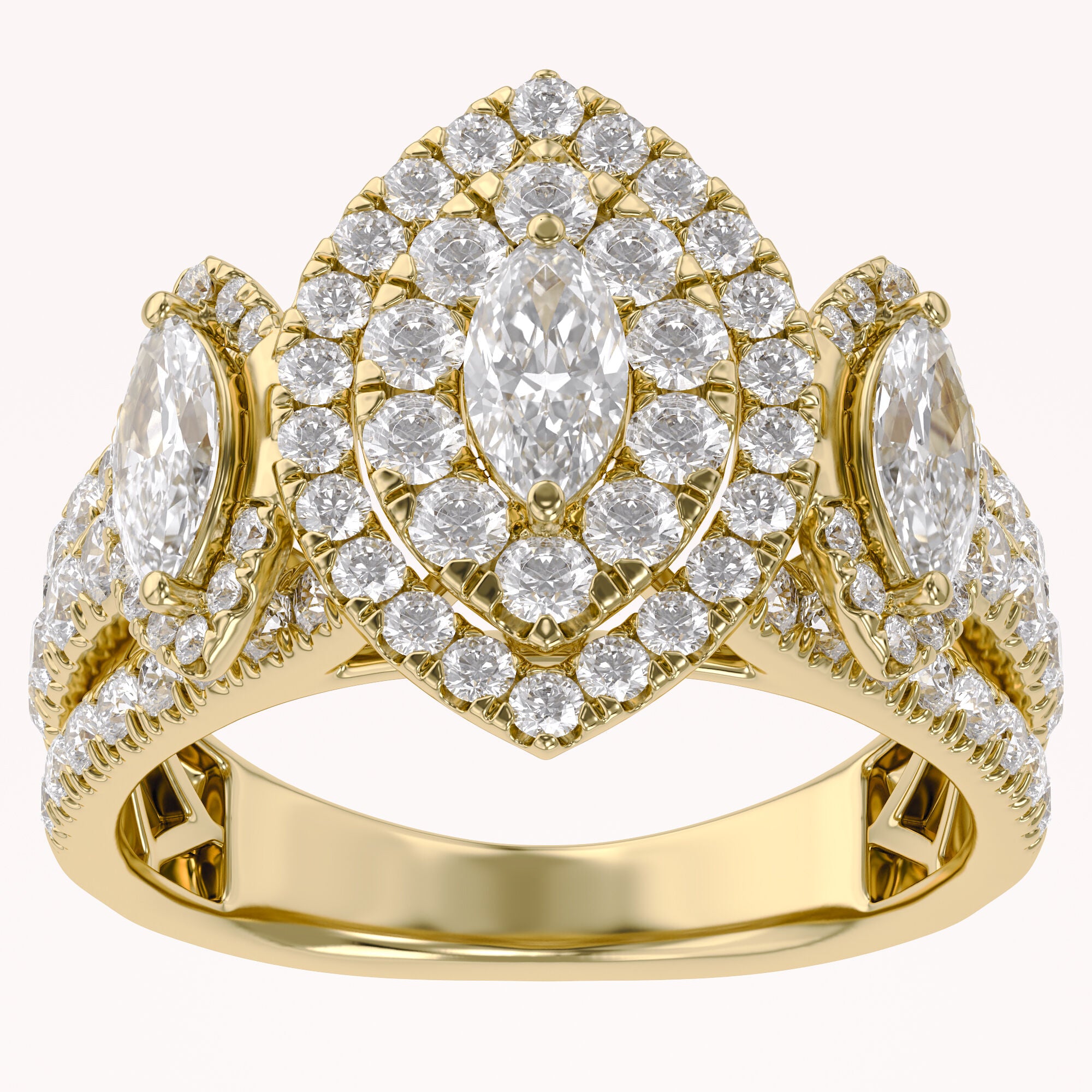 Marquise Cut Halo Engagement Lab Grown Diamond Ring
