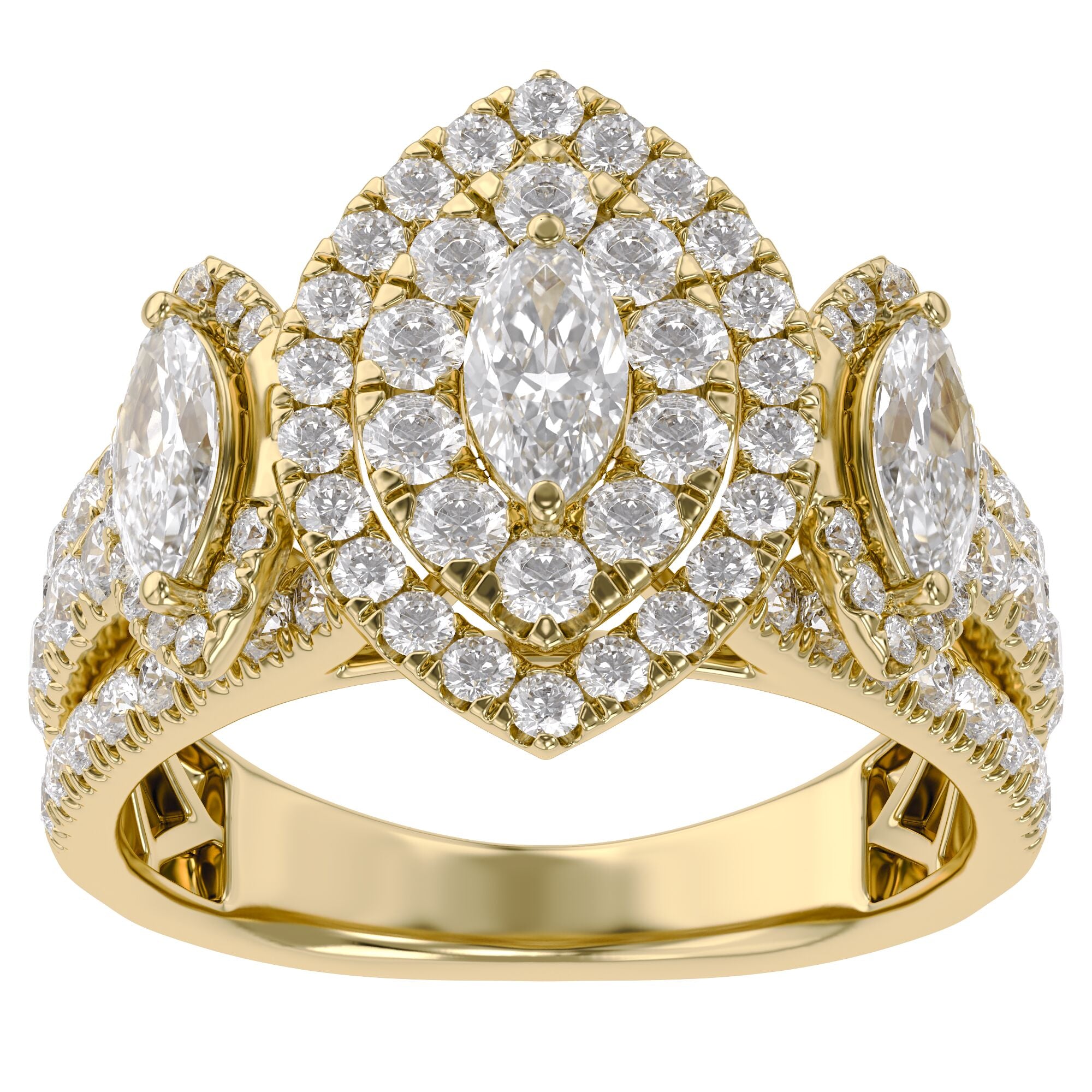 Marquise Cut Halo Engagement Lab Grown Diamond Ring