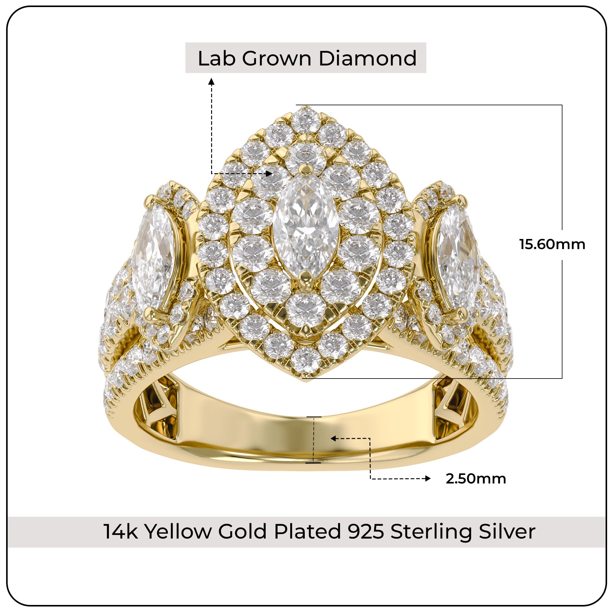Marquise Cut Halo Engagement Lab Grown Diamond Ring