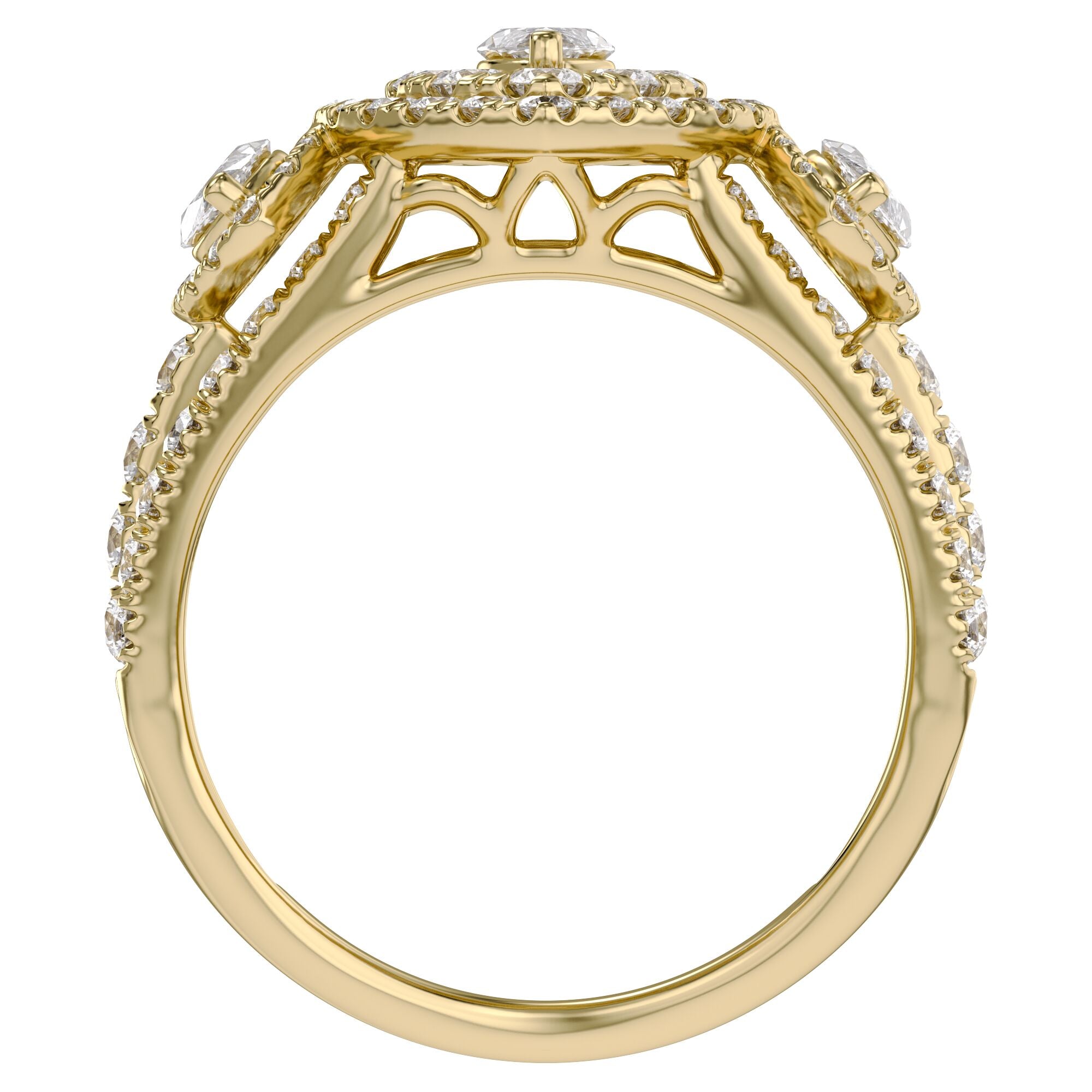 Marquise Cut Halo Engagement Lab Grown Diamond Ring