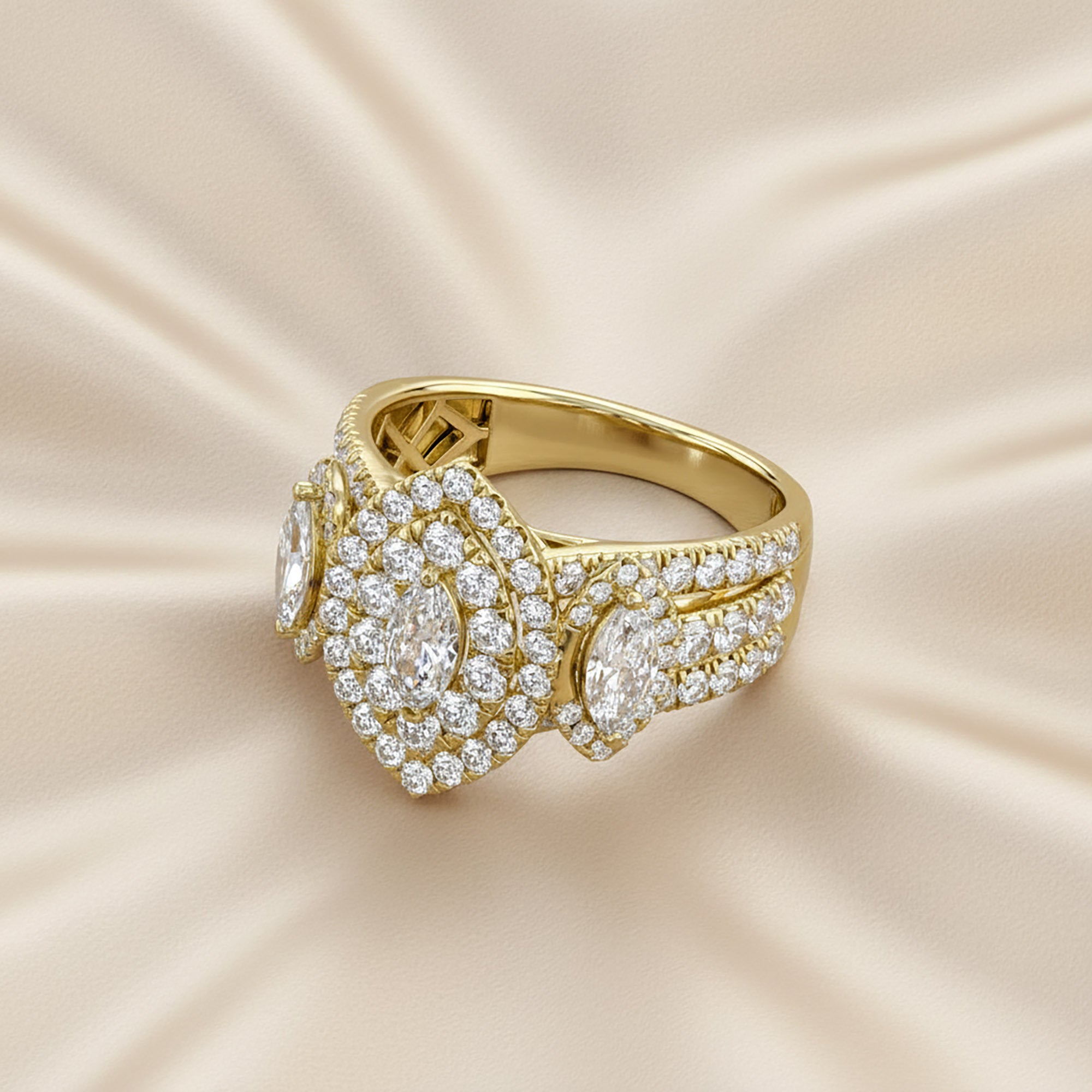 Marquise Cut Halo Engagement Lab Grown Diamond Ring