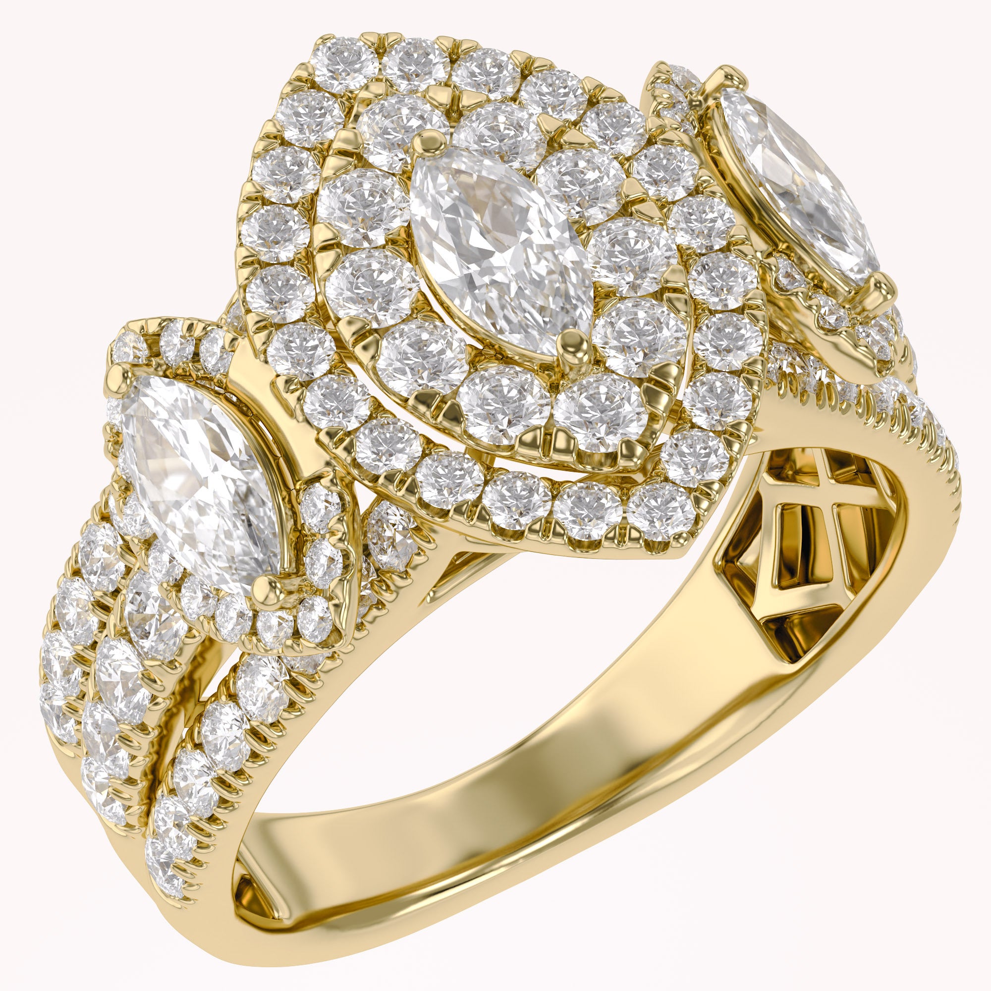 Marquise Cut Halo Engagement Lab Grown Diamond Ring