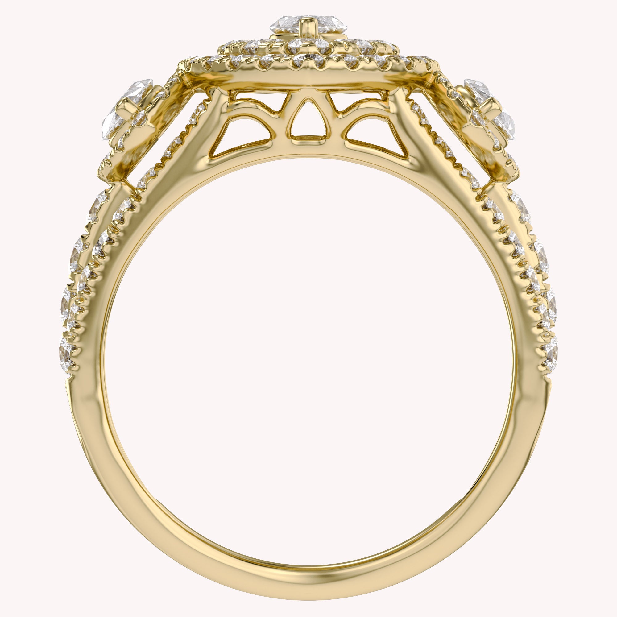 Marquise Cut Halo Engagement Lab Grown Diamond Ring