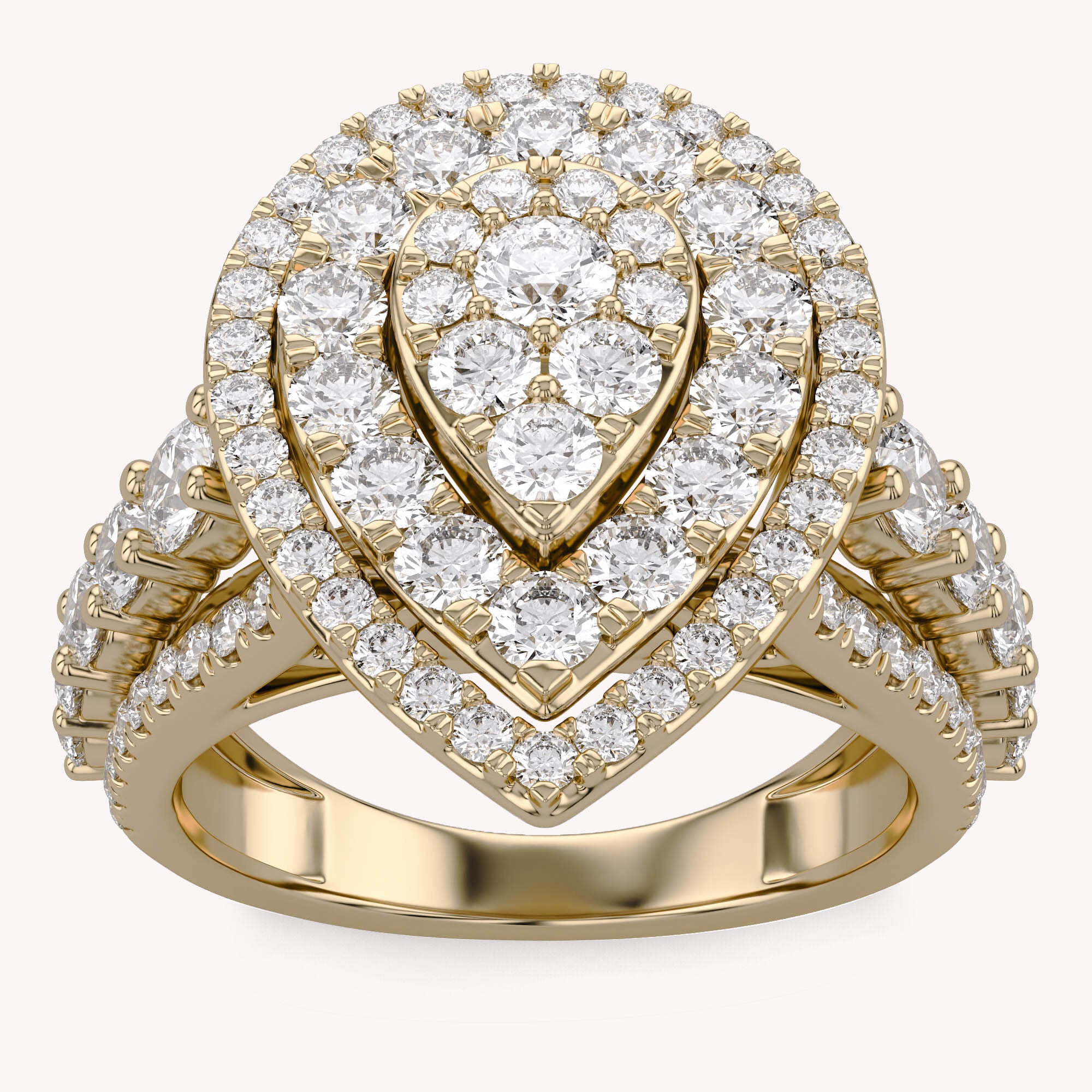 Double Halo Teardrop Engagement Lab Grown Diamond Ring