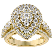 Double Halo Teardrop Engagement Lab Grown Diamond Ring