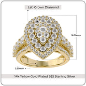 Double Halo Teardrop Engagement Lab Grown Diamond Ring