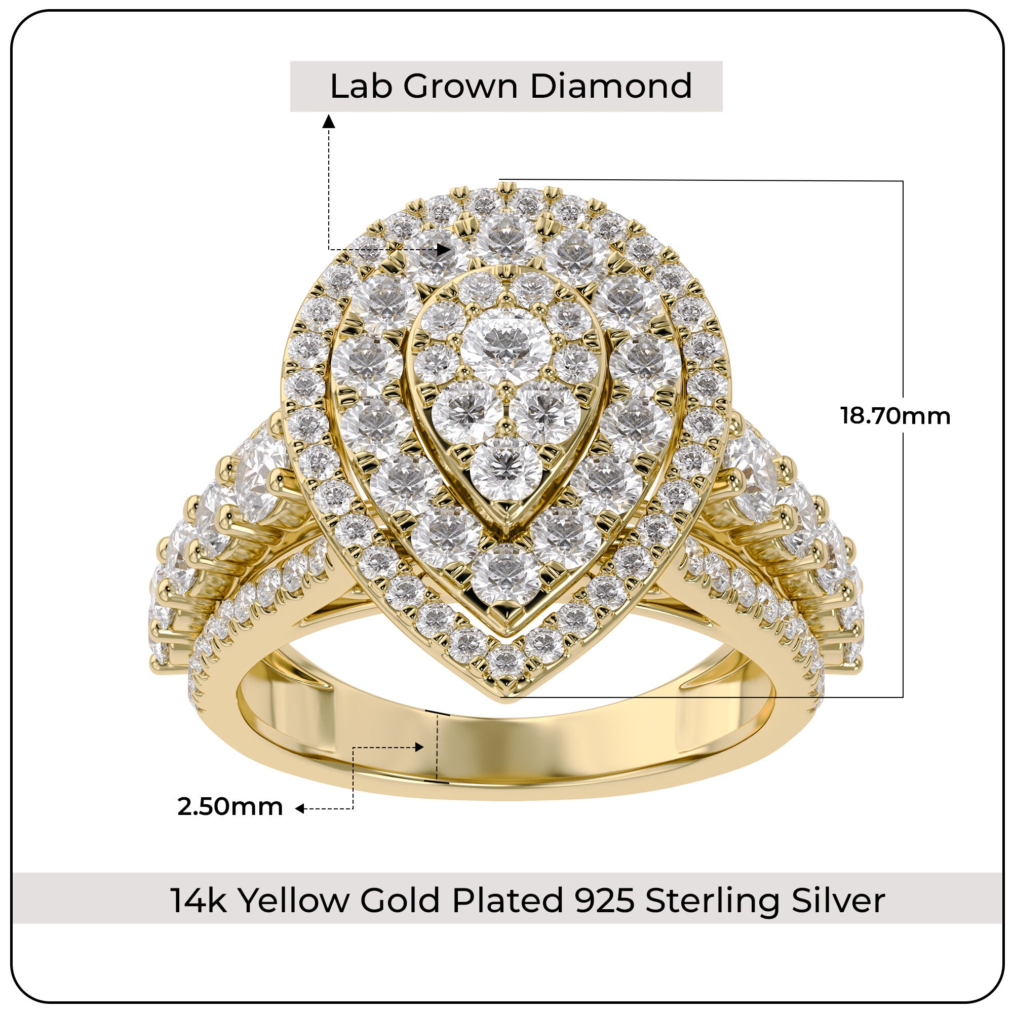 Double Halo Teardrop Engagement Lab Grown Diamond Ring