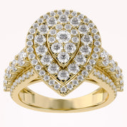 Double Halo Teardrop Engagement Lab Grown Diamond Ring