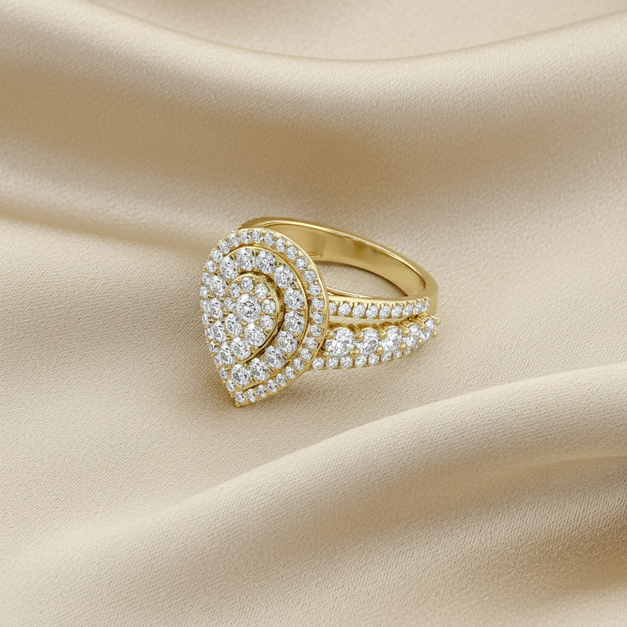 Double Halo Teardrop Engagement Lab Grown Diamond Ring