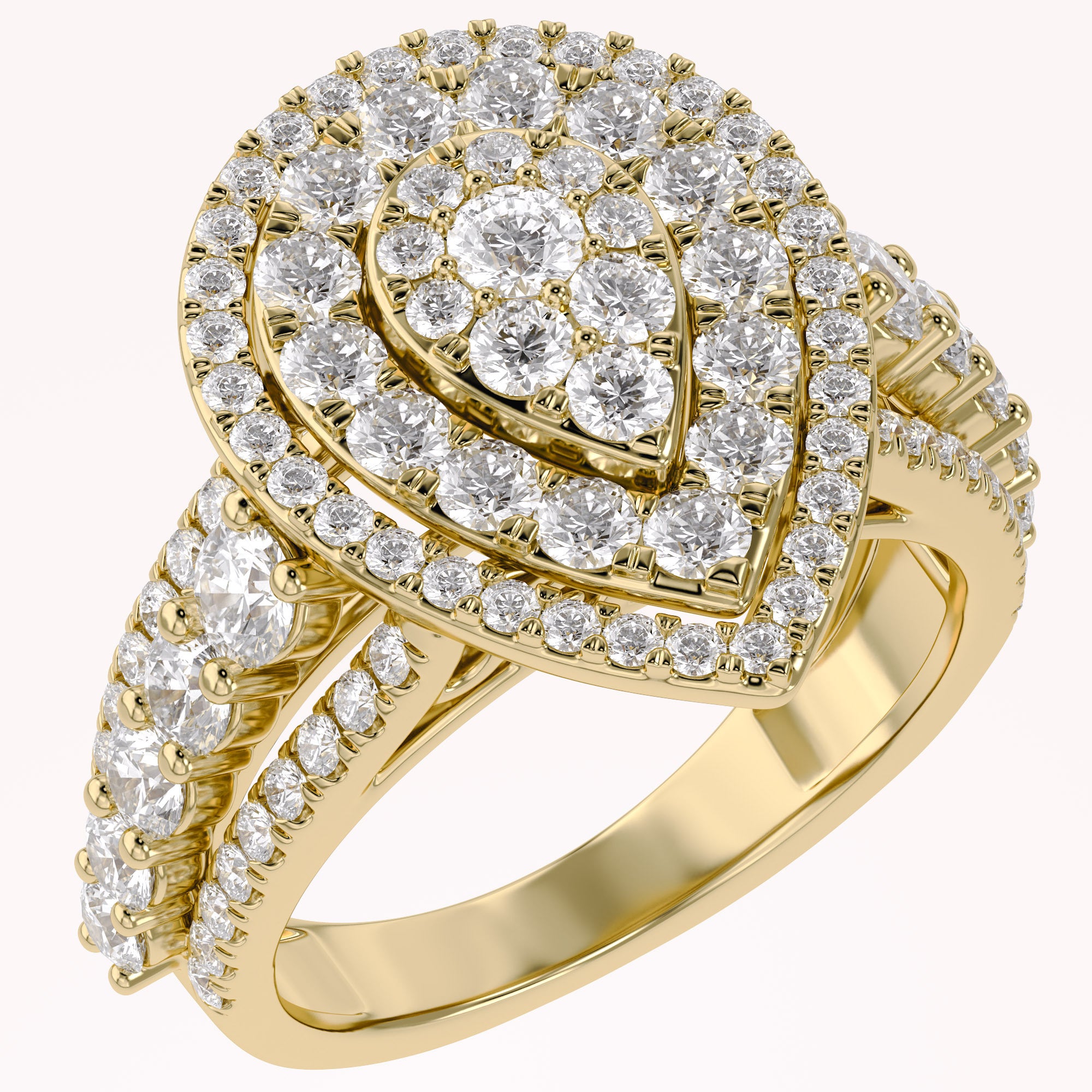 Double Halo Teardrop Engagement Lab Grown Diamond Ring