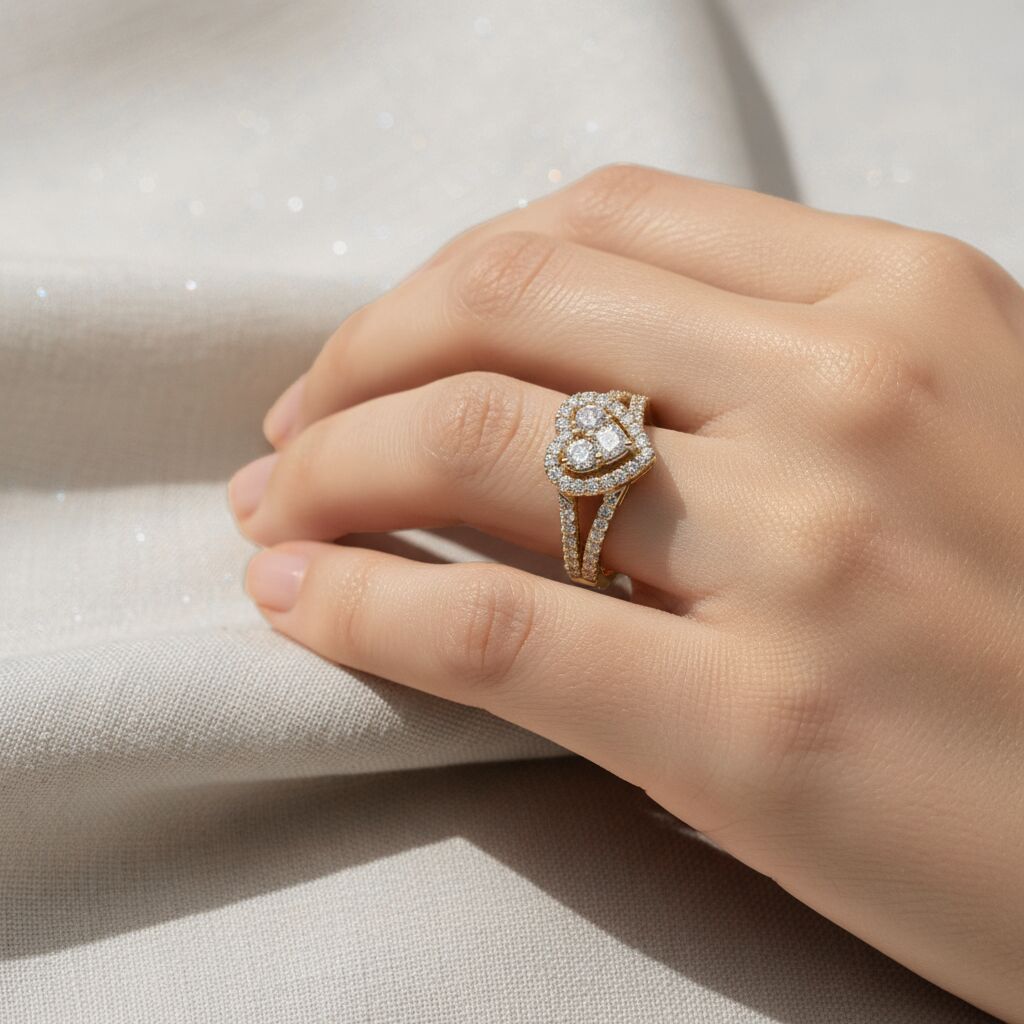 0.5 Ctw Lab Grown Diamond Split Shank Heart Promise Ring