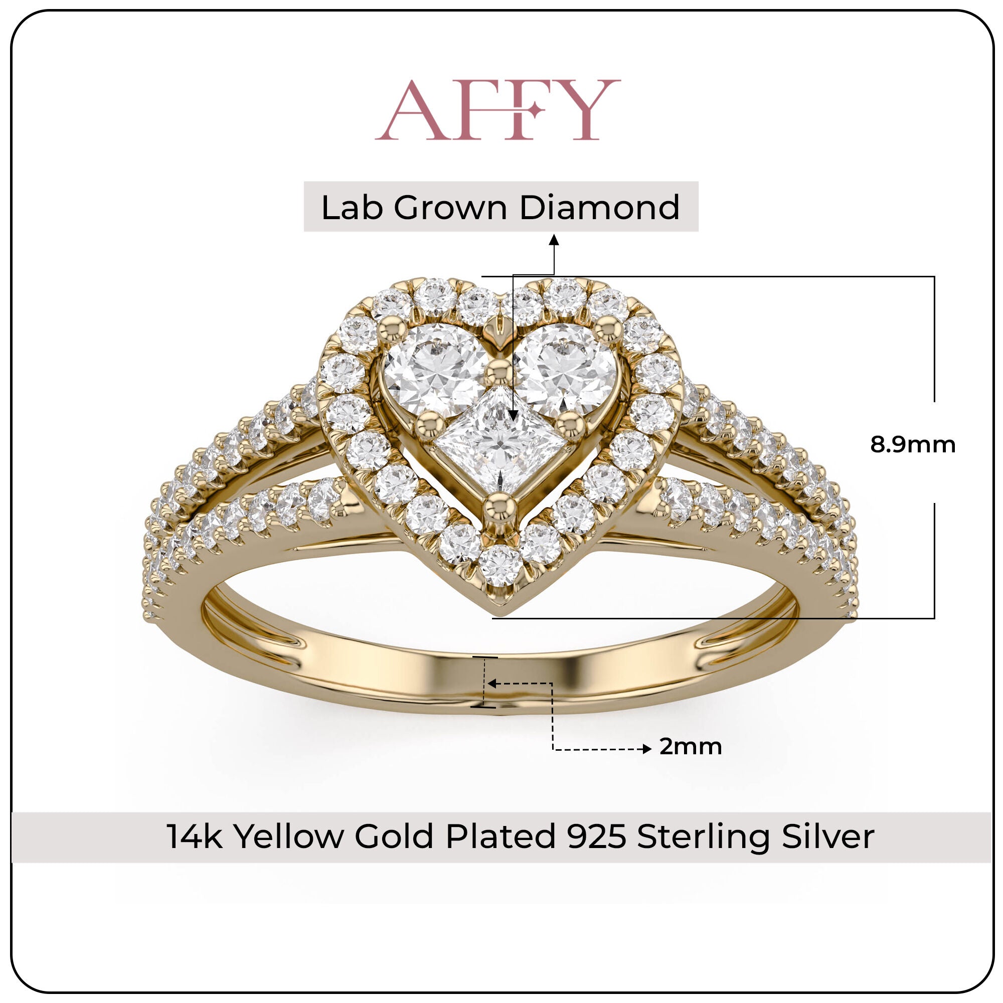 0.5 Ctw Lab Grown Diamond Split Shank Heart Promise Ring