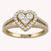 0.5 Ctw Lab Grown Diamond Split Shank Heart Promise Ring