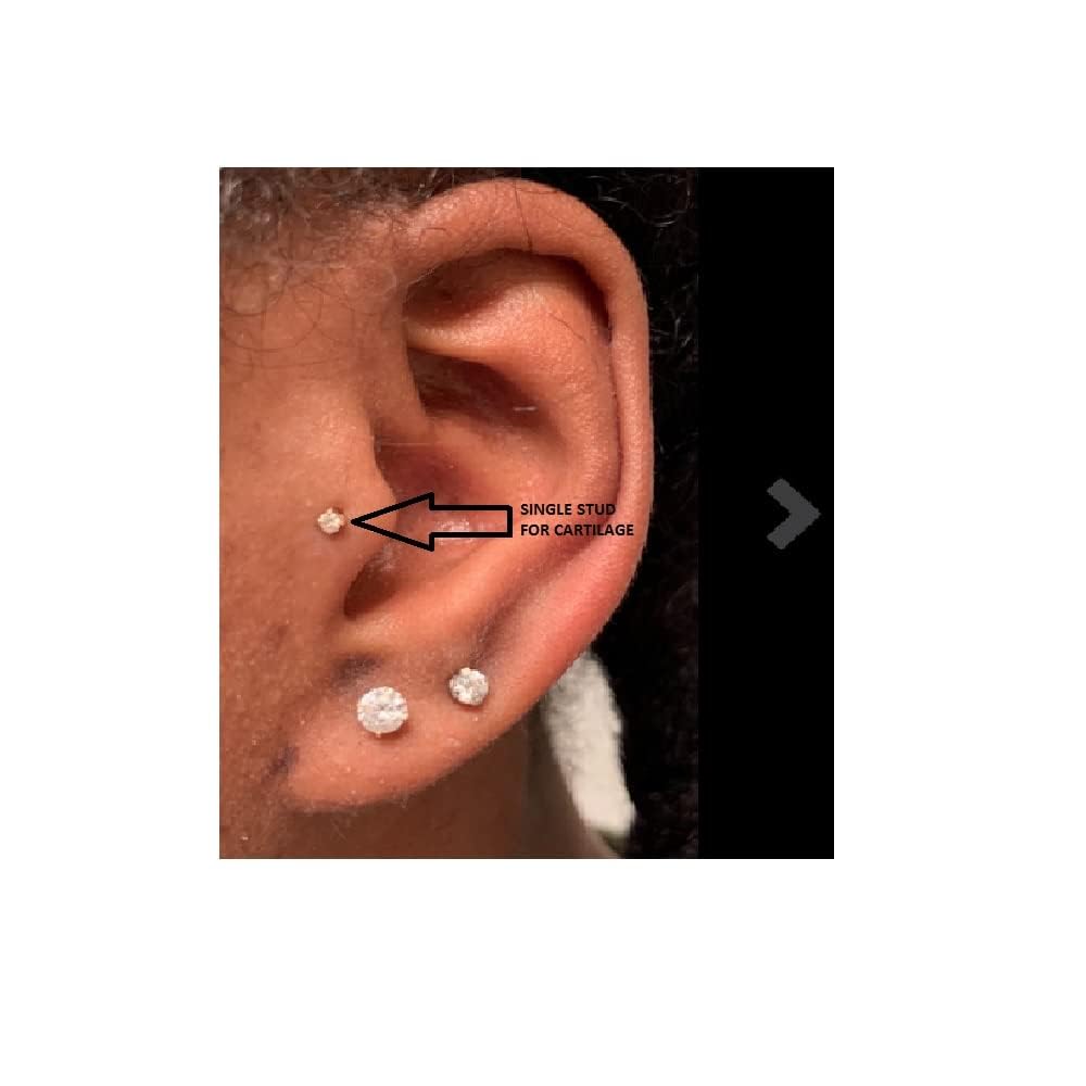 Natural Diamond Mini Stud Screw Back Earring in 14k Solid Gold | Cartilage Diamond Stud Earrings | Single or Pair | Very Small 1.7MM
