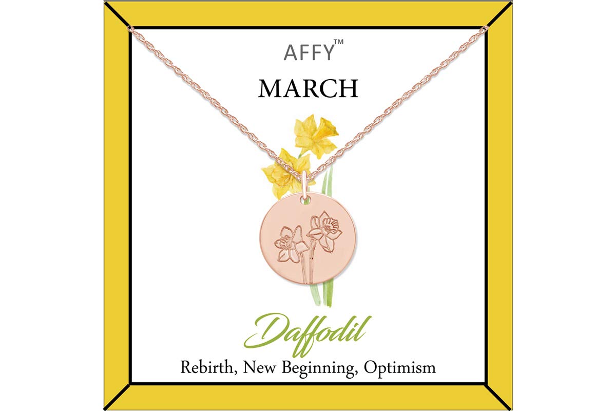 Flower Disc Charm Pendant Necklace 18K Gold Plated