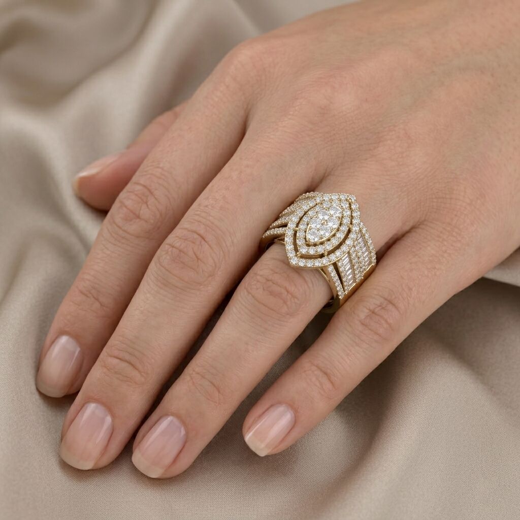 Vintage Style Bridal Set Lab Grown Diamond Ring