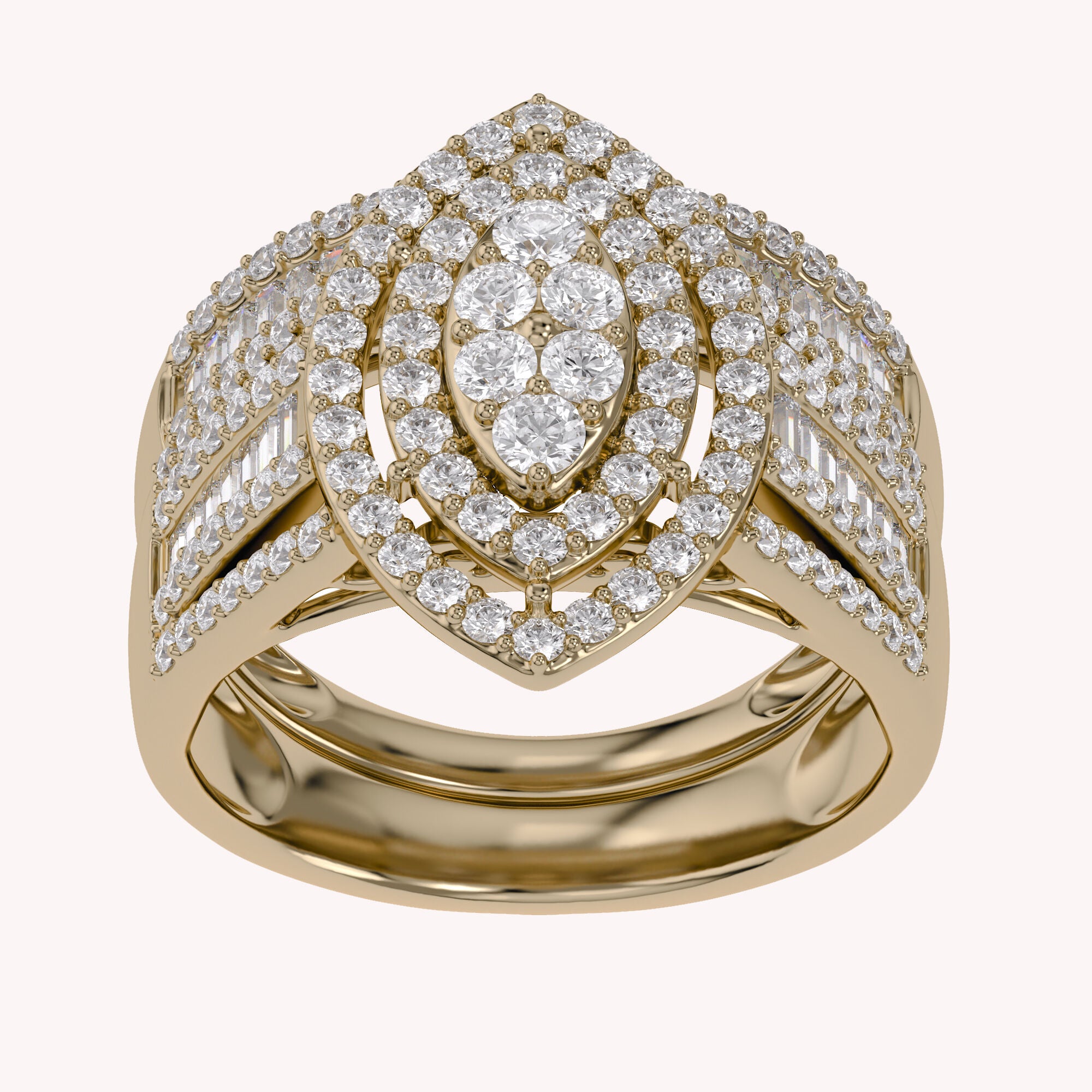 Vintage Style Bridal Set Lab Grown Diamond Ring