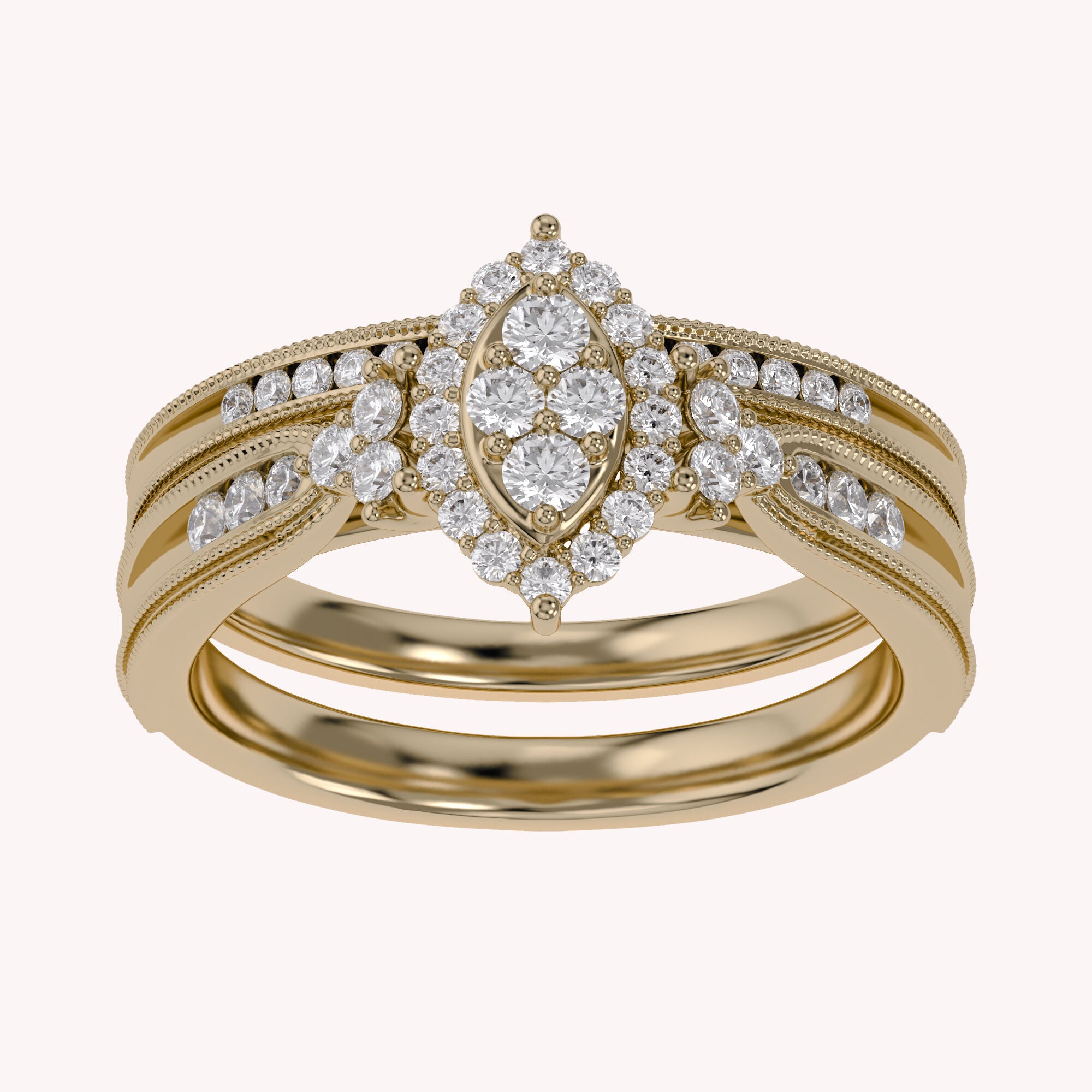 Marquise Cut Bridal Set Lab Grown Diamond Ring