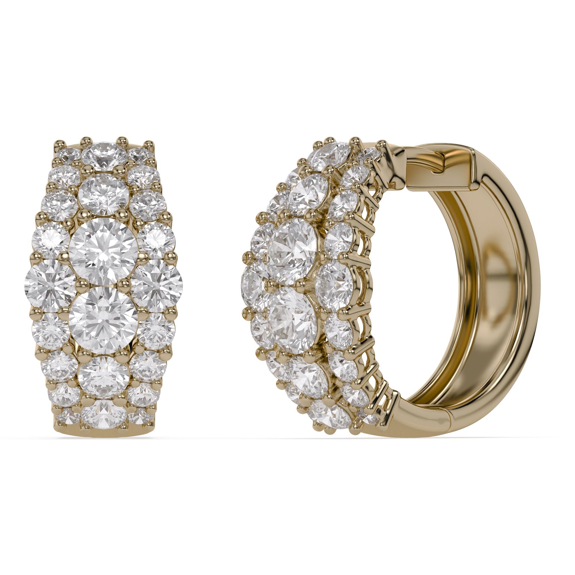 Triple Row Lab Grown Diamond Hoop Earrings