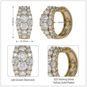 Triple Row Lab Grown Diamond Hoop Earrings