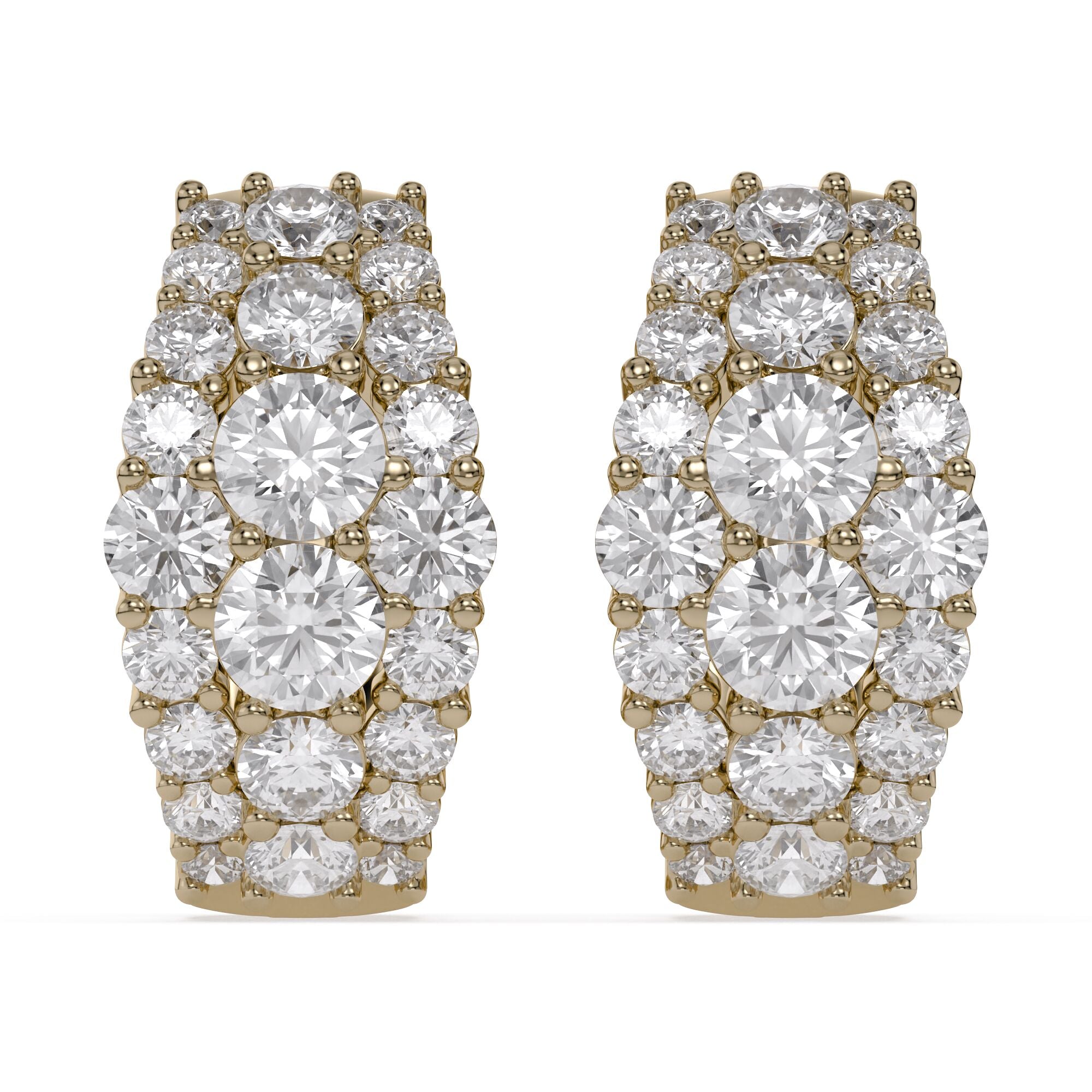 Triple Row Lab Grown Diamond Hoop Earrings
