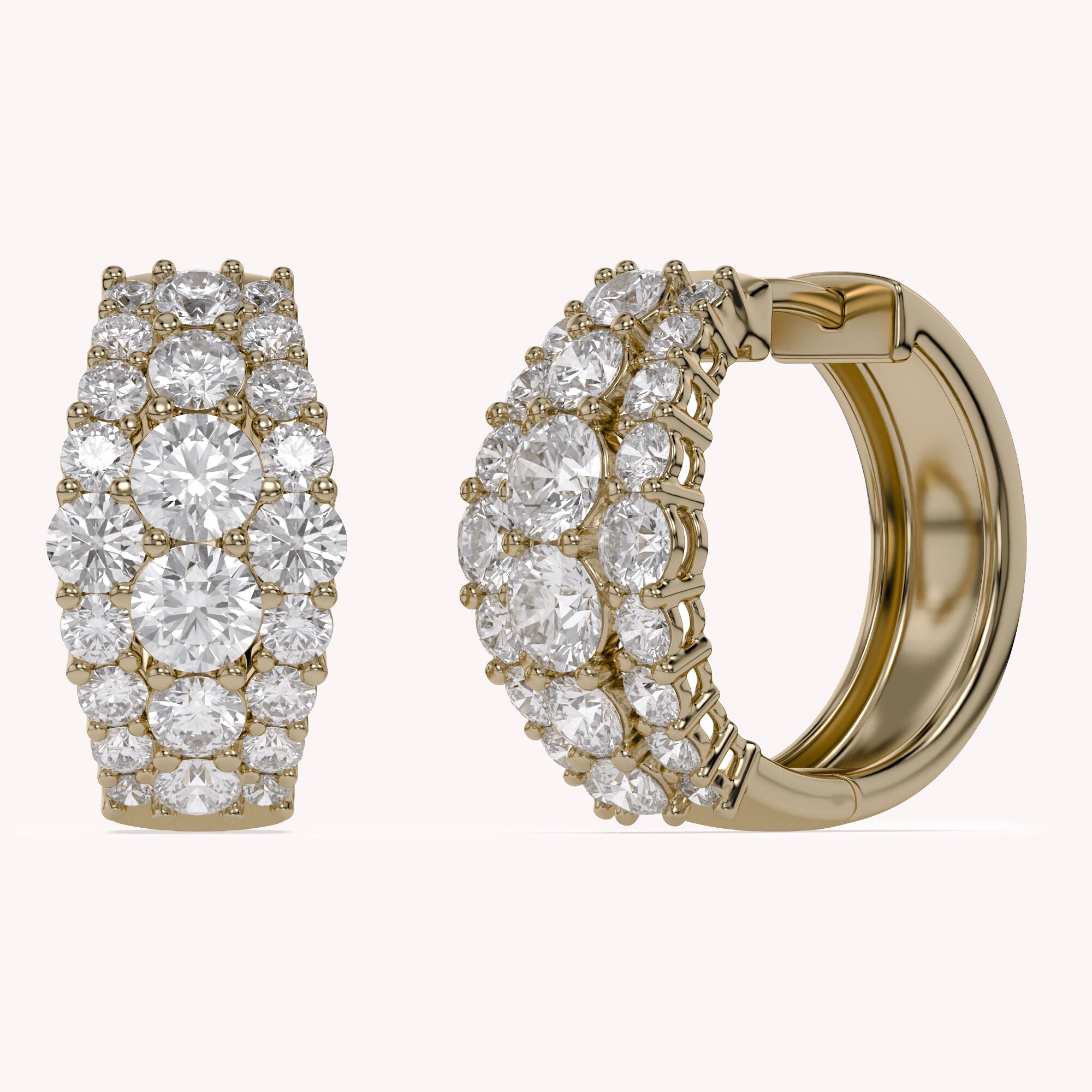 Triple Row Lab Grown Diamond Hoop Earrings
