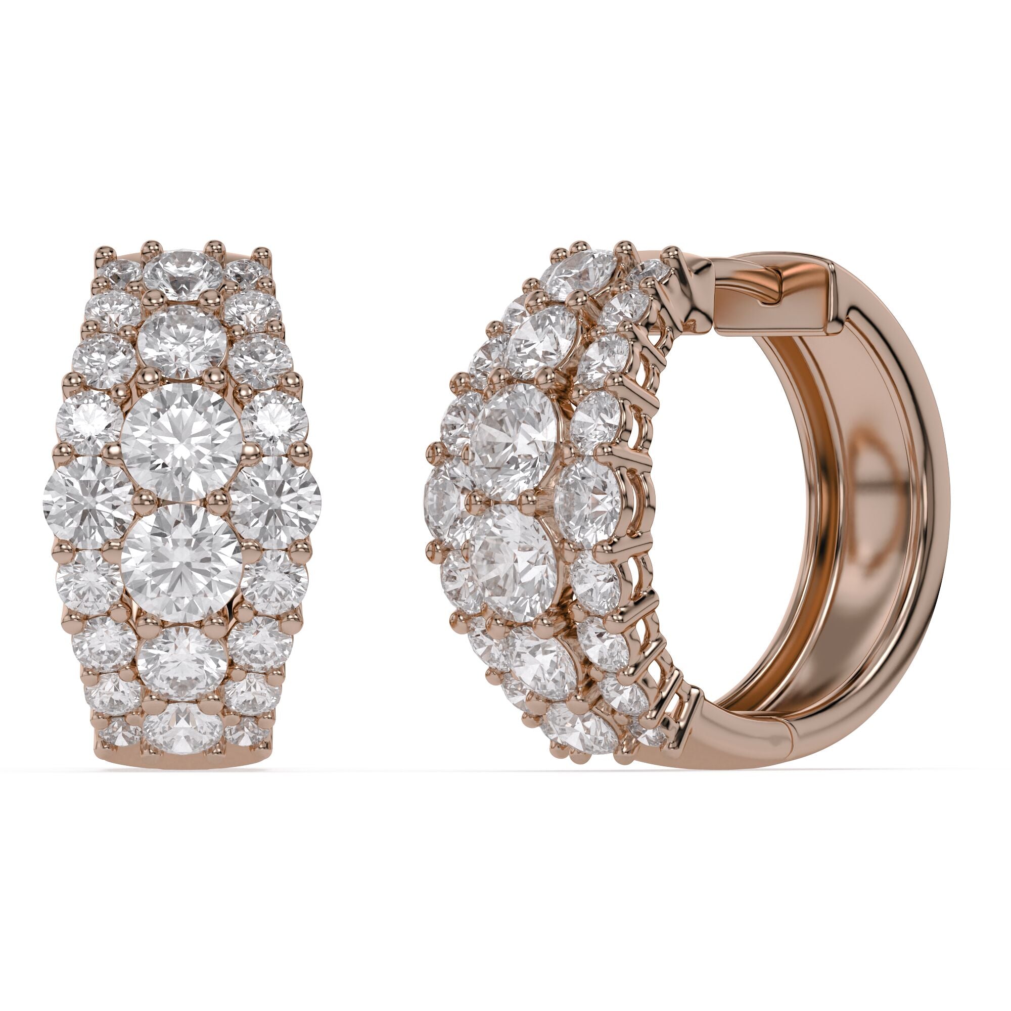 Triple Row Lab Grown Diamond Hoop Earrings