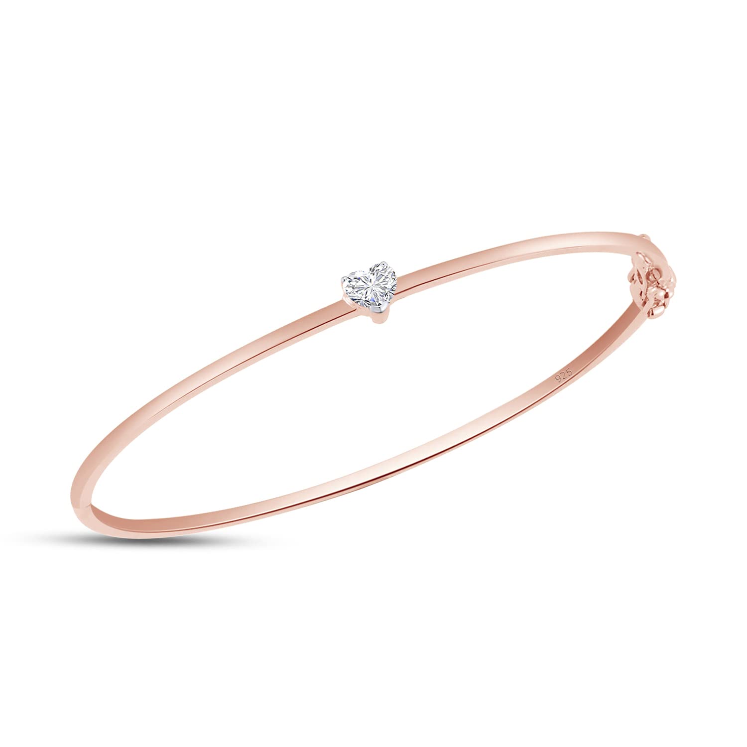 Heart Shape Lab Created Moissanite Solitaire Bangle Bracelet
