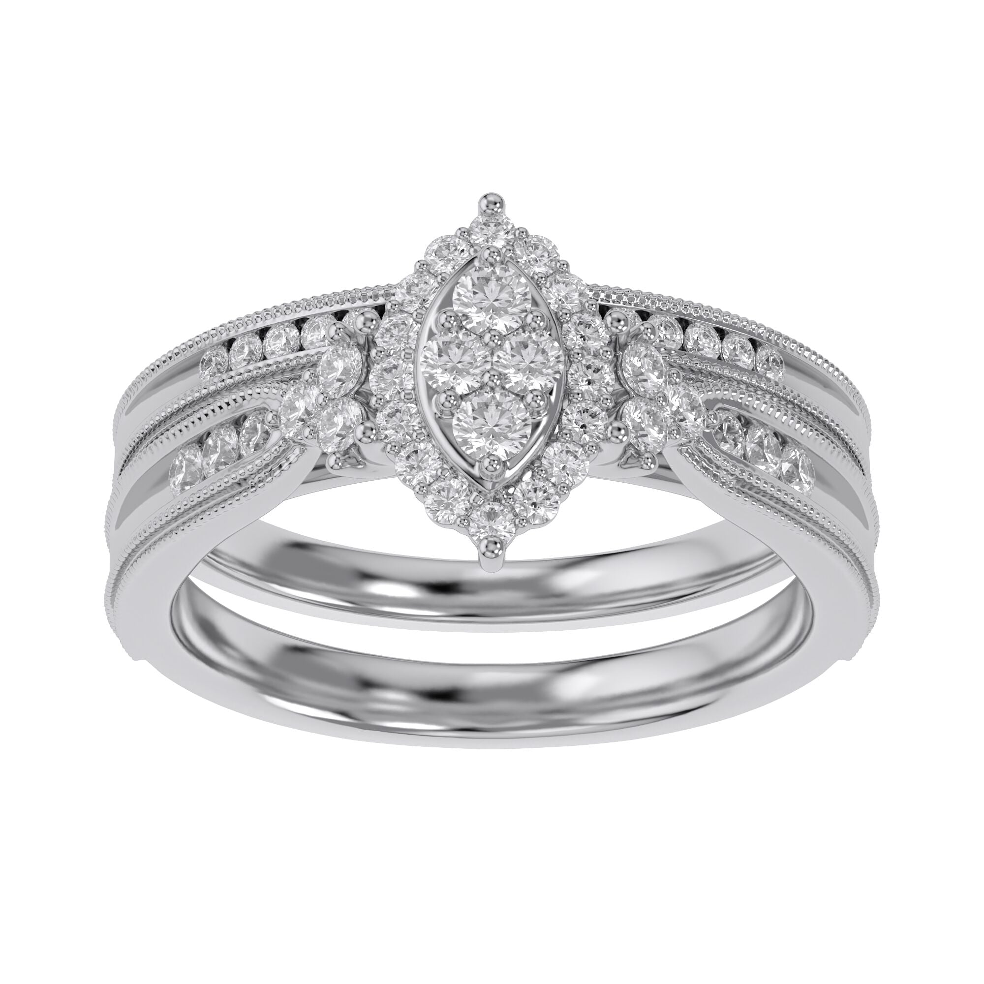 Marquise Cut Bridal Set Lab Grown Diamond Ring