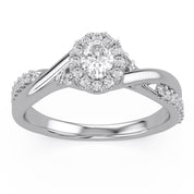 Halo Promise Lab Grown Diamond Ring Oval and Round