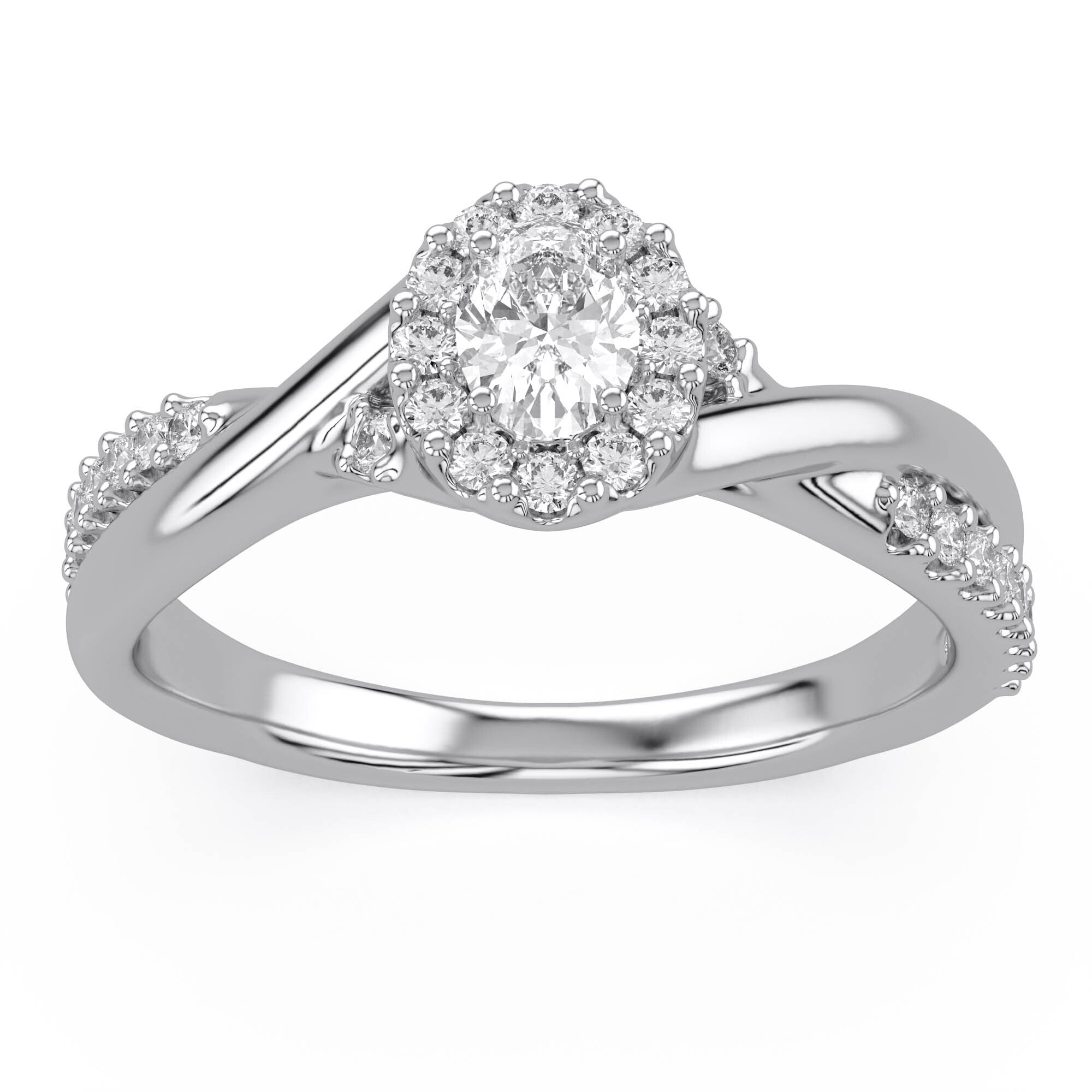 Halo Promise Lab Grown Diamond Ring Oval and Round