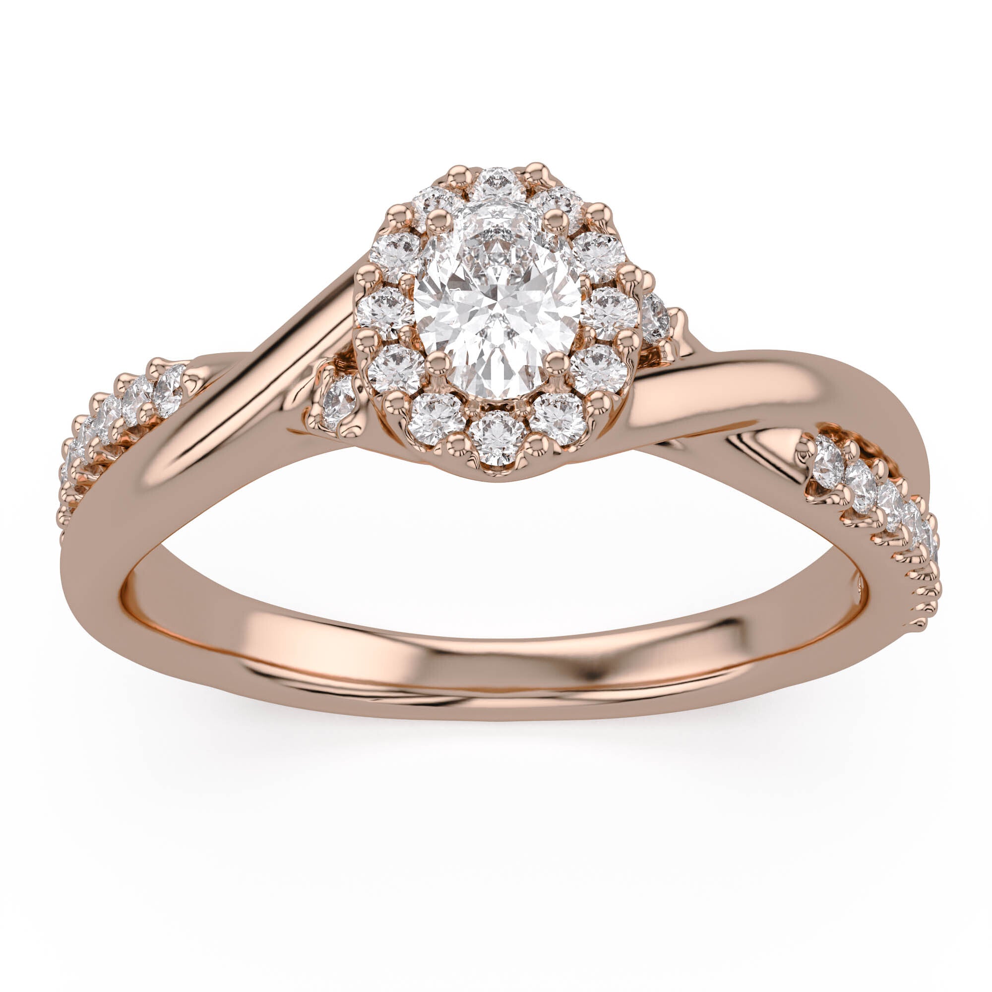 Halo Promise Lab Grown Diamond Ring Oval and Round