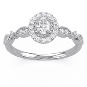 Art Dec Vintage Halo Promise Lab Grown Diamond Ring