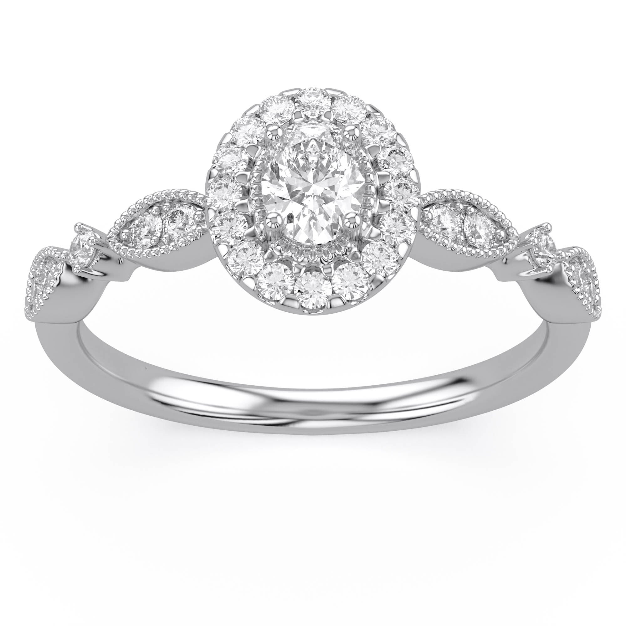 Art Dec Vintage Halo Promise Lab Grown Diamond Ring