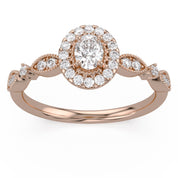 Art Dec Vintage Halo Promise Lab Grown Diamond Ring