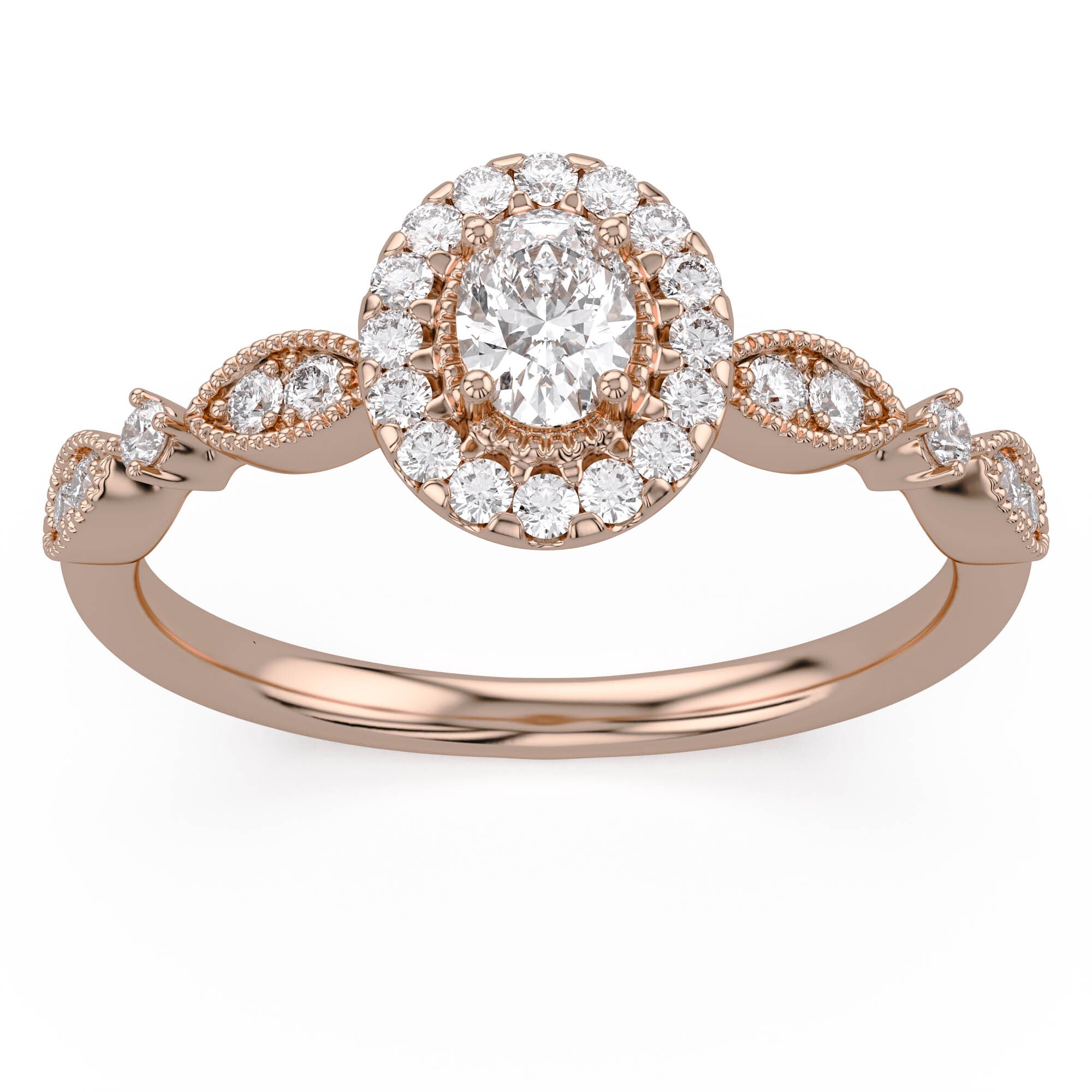 Art Dec Vintage Halo Promise Lab Grown Diamond Ring