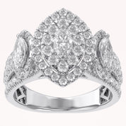 Marquise Cut Halo Engagement Lab Grown Diamond Ring