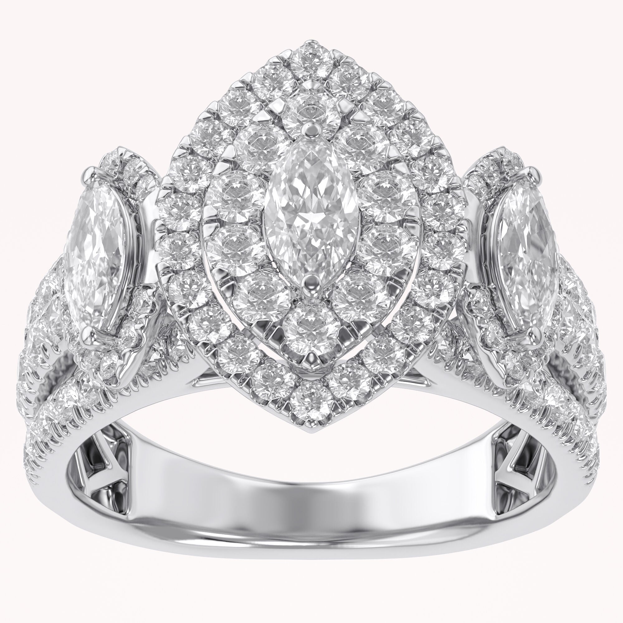 Marquise Cut Halo Engagement Lab Grown Diamond Ring