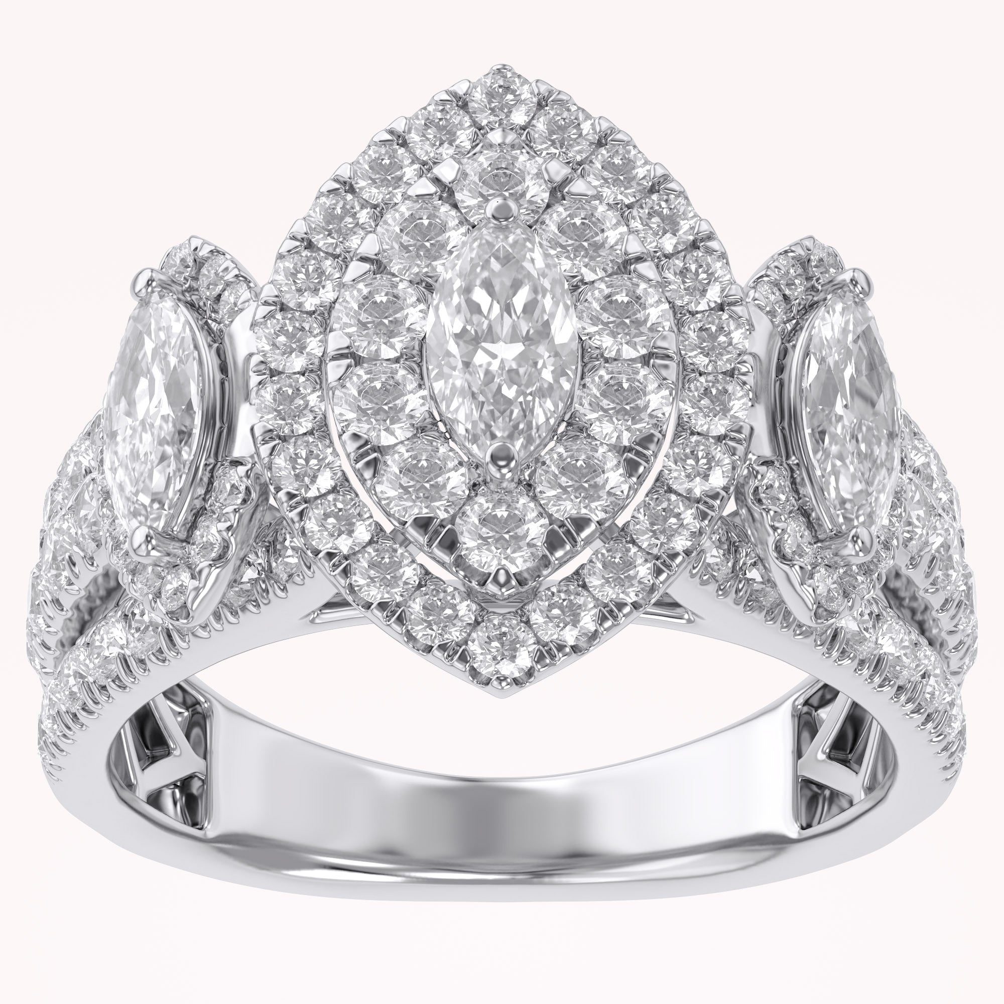 Marquise Cut Halo Engagement Lab Grown Diamond Ring