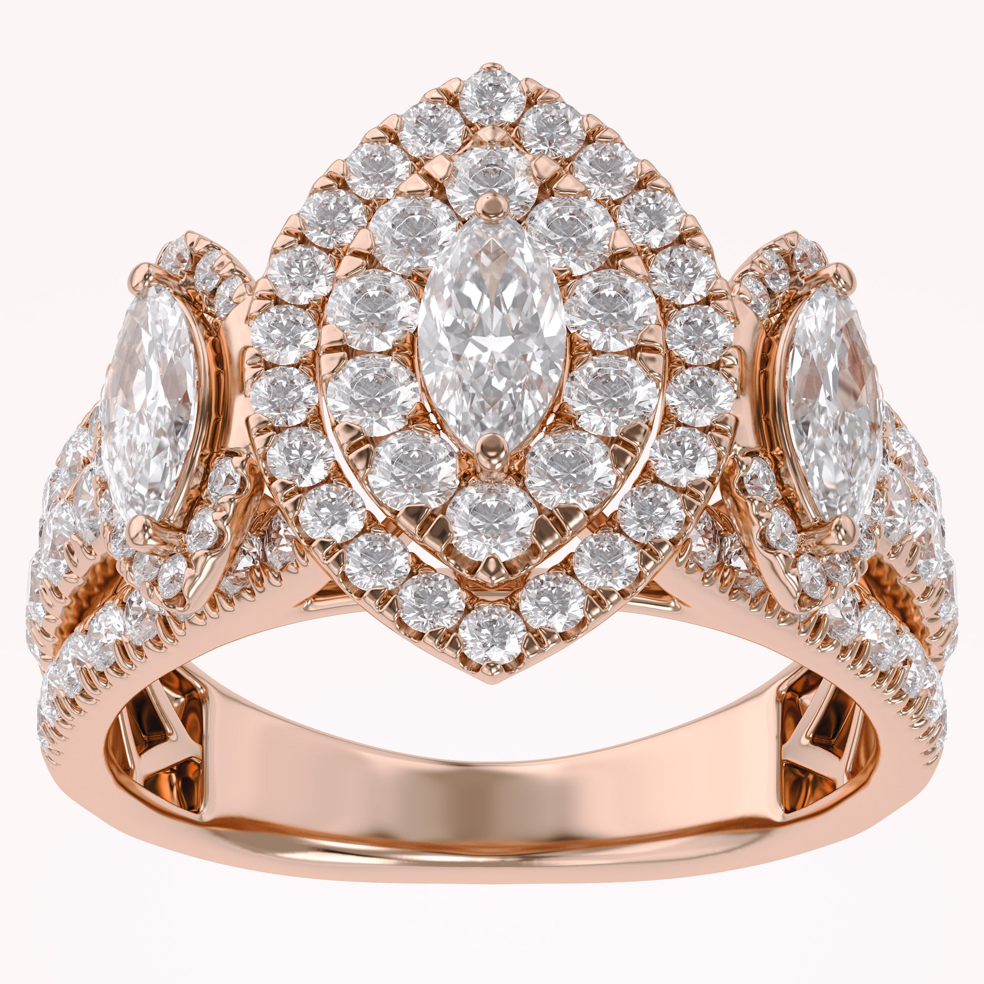 Marquise Cut Halo Engagement Lab Grown Diamond Ring