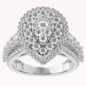 Double Halo Teardrop Engagement Lab Grown Diamond Ring