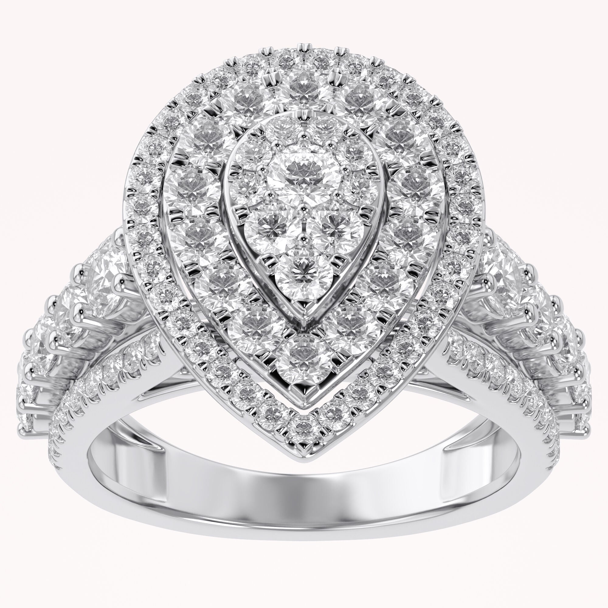 Double Halo Teardrop Engagement Lab Grown Diamond Ring