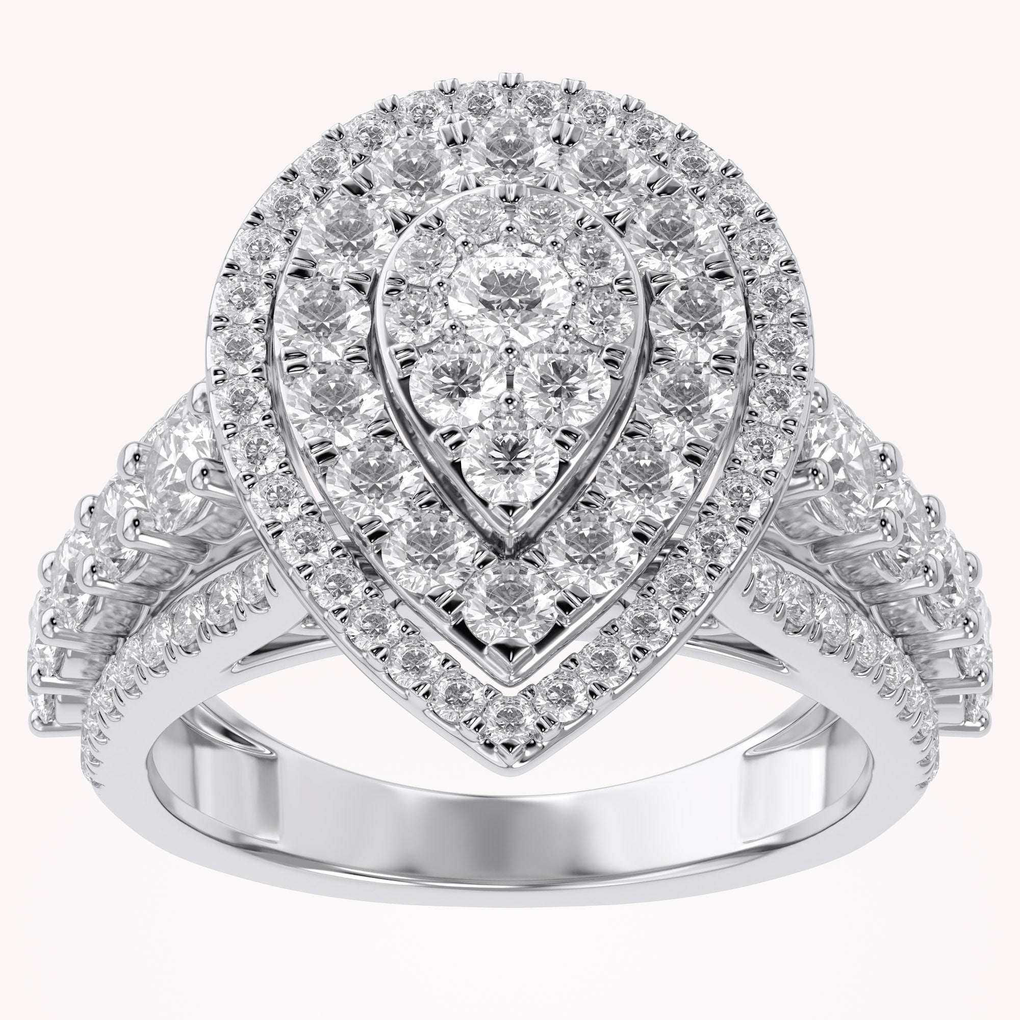 Double Halo Teardrop Engagement Lab Grown Diamond Ring