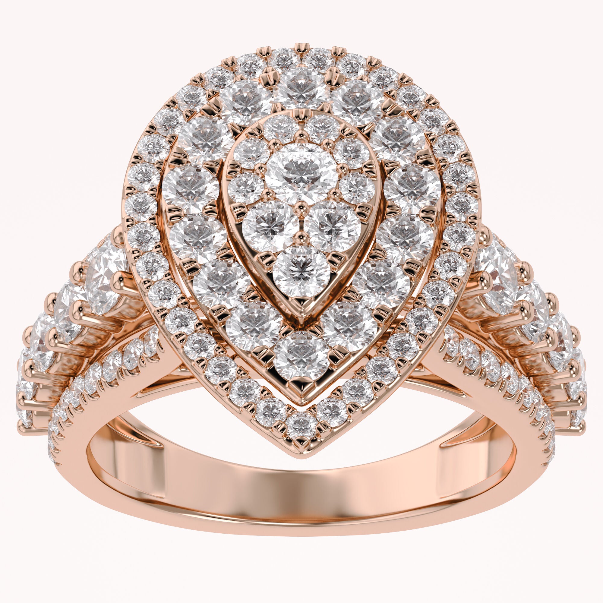 Double Halo Teardrop Engagement Lab Grown Diamond Ring