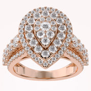 Double Halo Teardrop Engagement Lab Grown Diamond Ring