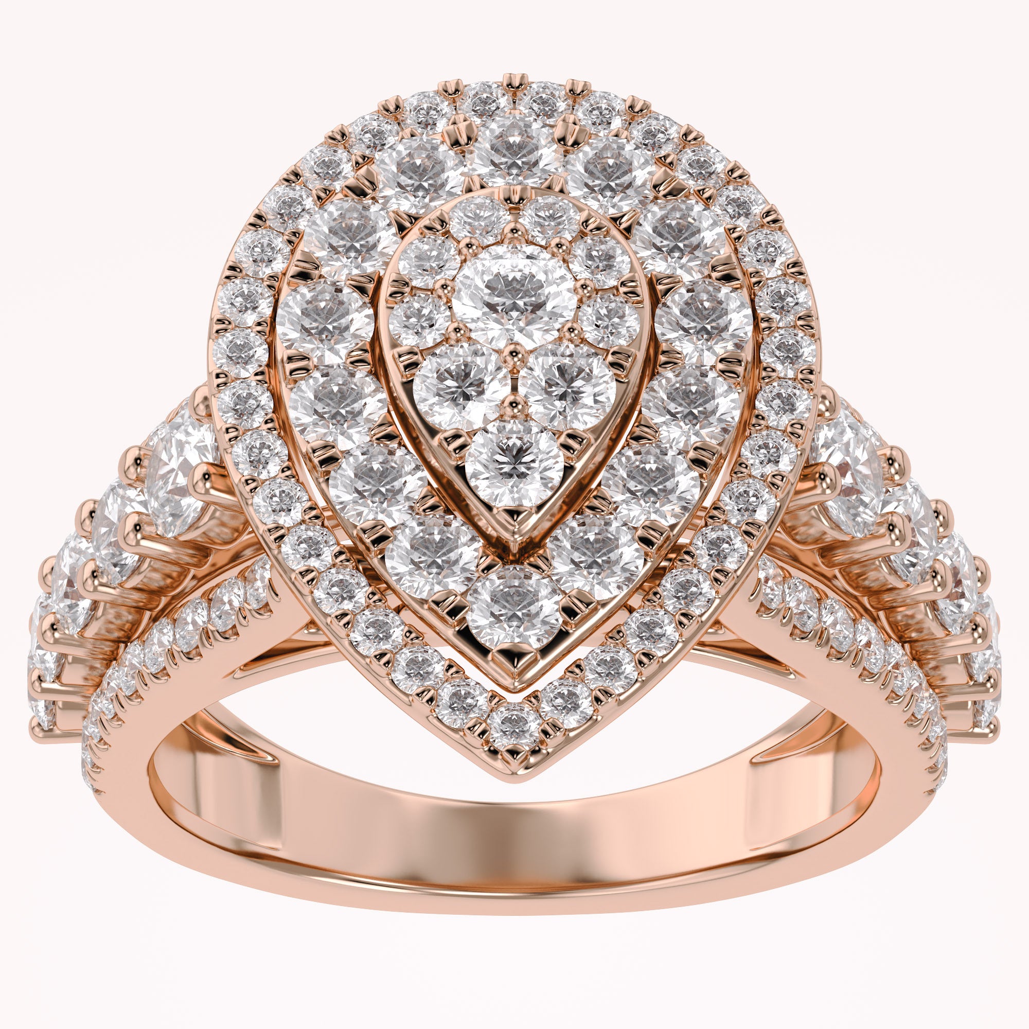 Double Halo Teardrop Engagement Lab Grown Diamond Ring